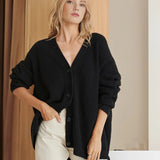 Cardigan da donna – Maglia a coste – Vestibilità oversize – Abbottonato – Spalle scese