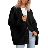 Cardigan da donna – Vestibilità oversize – Maglia a coste – Bottoni sul davanti – Scollo a V