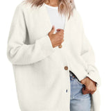 Cardigan da donna – Vestibilità oversize – Maglia a coste – Bottoni sul davanti – Scollo a V