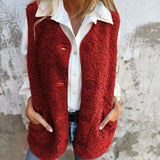 Cardigan da donna – Vestibilità rilassata – Pile effetto pelle di pecora – Bottoni sul davanti