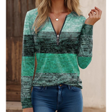 Maglia da donna a maniche lunghe – Maglia morbida – Vestibilità regolare – Colletto moderno con cerniera