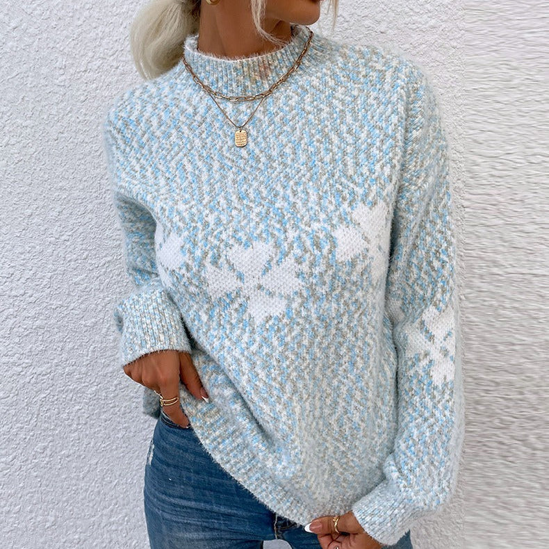 Maglione da donna – Lana morbida – Vestibilità rilassata – Collo alto – Maniche lunghe a coste