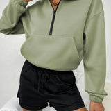 Felpa da donna – Vestibilità comoda – Fodera calda – Collo alto – Cerniera frontale – Tasca a marsupio