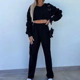 Felpa corta da donna – Vestibilità rilassata – Maglia morbida – Maniche lunghe e scese