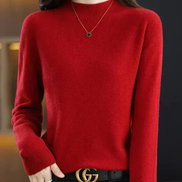 Maglione da donna – Taglio dritto – Lana morbida – Maniche lunghe – Girocollo a coste