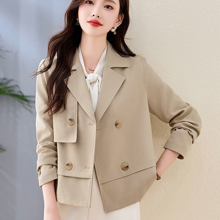 Trench da donna – Taglio aderente – Doppiopetto – Tessuto strutturato leggero