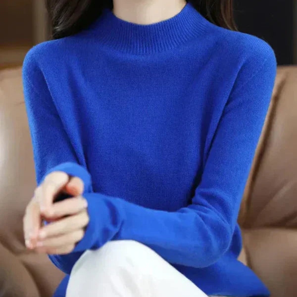 Maglione da donna – Taglio dritto – Lana morbida – Maniche lunghe – Girocollo a coste