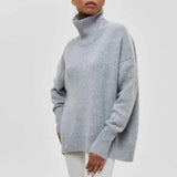 Maglione dolcevita da donna – Lana – Vestibilità oversize – Polsini e orlo a coste