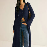 Abito in maglia da donna – Maglia a coste – Vestibilità slim – Abbottonatura – Scollo a V – Maniche lunghe – Lunghezza midi