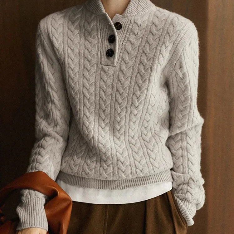 Maglione da donna - Maglia testurizzata - Vestibilità comoda - Collo alto - Maniche lunghe