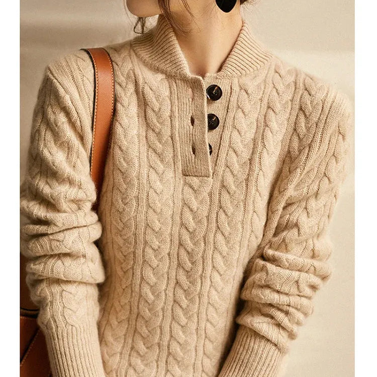 Maglione da donna - Maglia testurizzata - Vestibilità comoda - Collo alto - Maniche lunghe