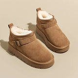 Stivaletti da donna - Pelle scamosciata - Suola con plateau - Cinturino con fibbia