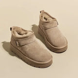 Stivaletti da donna - Pelle scamosciata - Suola con plateau - Cinturino con fibbia