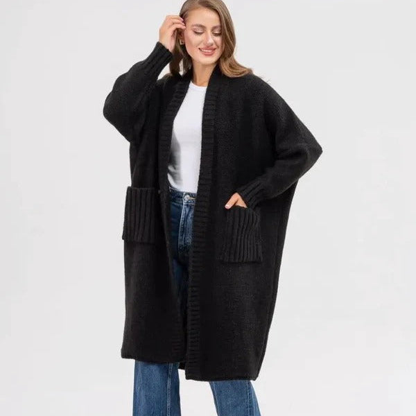 Gilet da donna – Maglia di lana – Vestibilità oversize – Lungo con ampie tasche