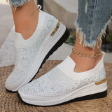 Sneakers slip-on da donna – Rete traspirante – Dettagli glitterati – Suola comfort