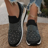 Sneakers slip-on da donna – Rete traspirante – Dettagli glitterati – Suola comfort