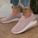 Sneakers slip-on da donna – Rete traspirante – Dettagli glitterati – Suola comfort