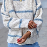 Maglione lavorato a maglia da donna - Maglia testurizzata - Vestibilità rilassata - Scollo a barca - Motivo a righe