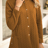 Felpa trapuntata da donna – Vestibilità comoda – Con cappuccio – Casual con bottoni di media lunghezza