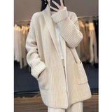 Cardigan da donna – Vestibilità oversize – Maglia grossa – Collo a scialle – Lungo e comodo