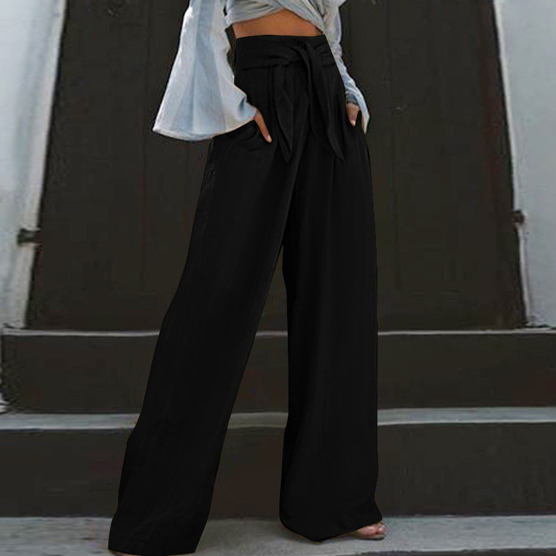 Pantaloni da donna – Vestibilità ampia e affusolata – Vita elasticizzata con coulisse – Lino leggero e traspirante