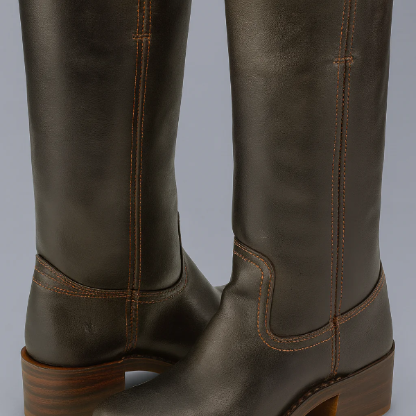 Stivali da equitazione da donna – Pelle liscia – Tacco a blocco – Taglio strutturato in vitello