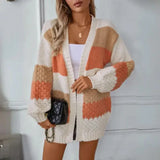 Cardigan autunnale da donna in maglia, comodo, caldo e fluido