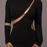 Abito a maniche lunghe con spacchi irregolari