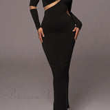 Abito a maniche lunghe con spacchi irregolari