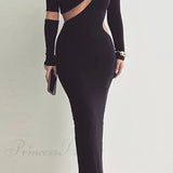 Abito a maniche lunghe con spacchi irregolari