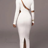 Abito a maniche lunghe con spacchi irregolari