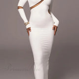 Abito a maniche lunghe con spacchi irregolari