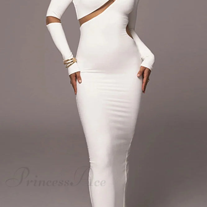 Abito a maniche lunghe con spacchi irregolari