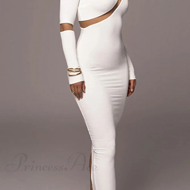 Abito a maniche lunghe con spacchi irregolari