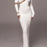 Abito a maniche lunghe con spacchi irregolari