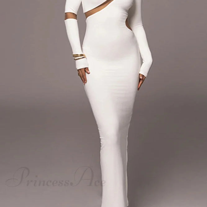 Abito a maniche lunghe con spacchi irregolari