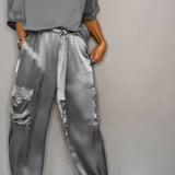 Completo da salotto da donna - Morbido raso - Elegante comfort - Elegante abbigliamento casual