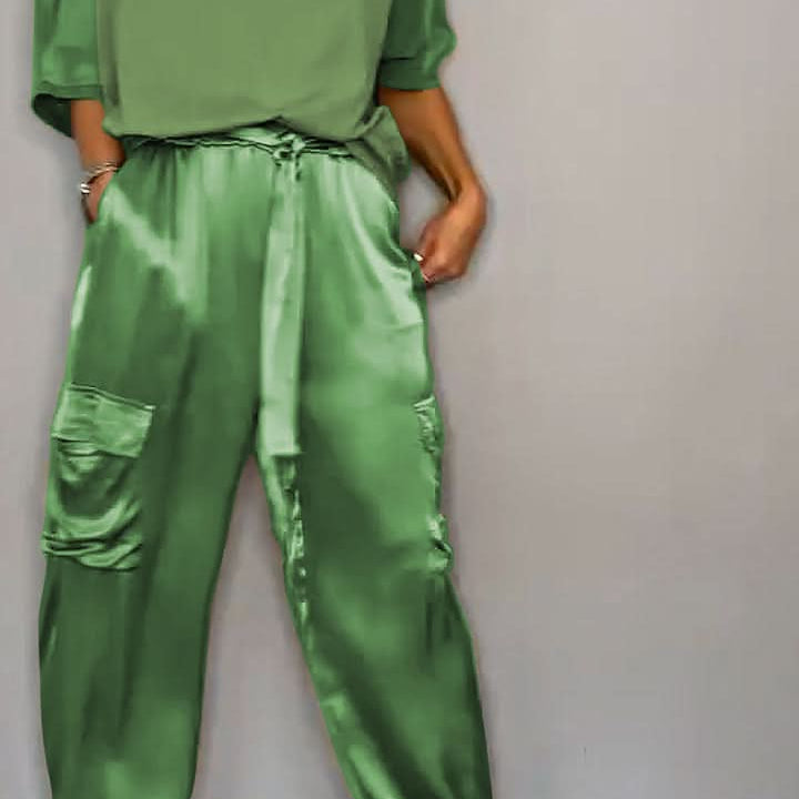 Completo da salotto da donna - Morbido raso - Elegante comfort - Elegante abbigliamento casual