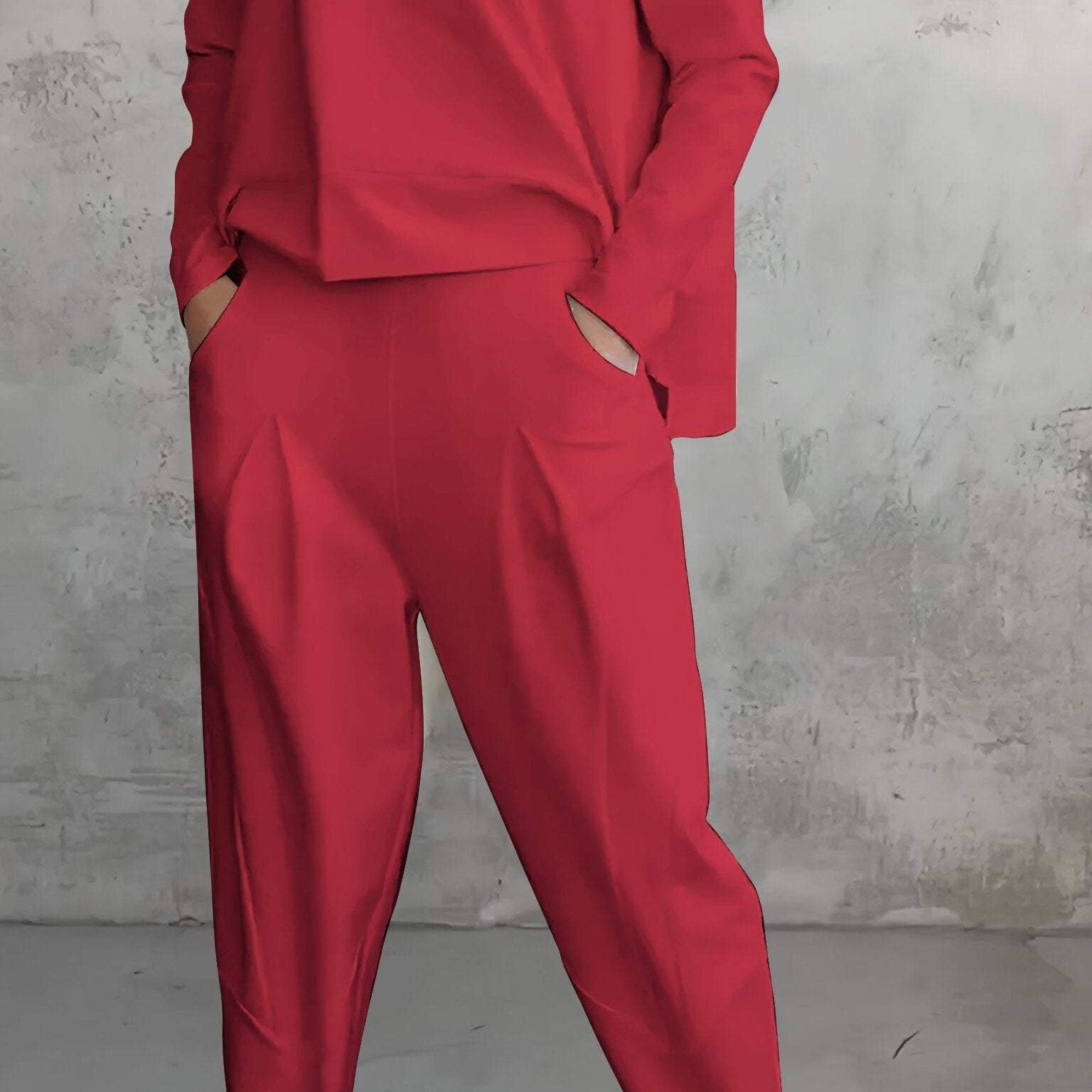 Completo da salotto da donna – Vestibilità rilassata – Maglia morbida – Pantaloni a gamba dritta