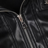 Giacca utility scura con patchwork di tasche in pelle