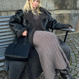 Cappotto invernale in pelliccia sintetica di visone leopardato