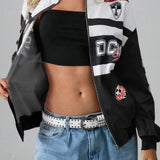 Giacca alla moda a maniche lunghe con stampa di lettere