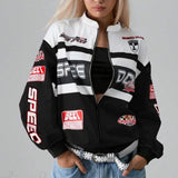 Giacca alla moda a maniche lunghe con stampa di lettere