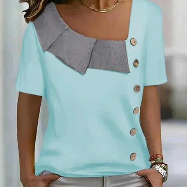 Johanne - Camicetta di alta qualità con chiusura asimmetrica con bottoni