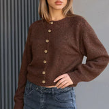 Cardigan in maglia a maniche lunghe con bottoni e scollo rotondo