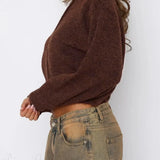 Cardigan in maglia a maniche lunghe con bottoni e scollo rotondo