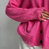 Cardigan in maglia con bottoni e scollo a V profondo