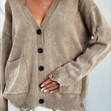 Cardigan in maglia con bottoni e scollo a V profondo