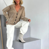 Cardigan in maglia con bottoni e scollo a V profondo