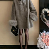 Soprabito in tweed con mantello di lana dalla vestibilità ampia